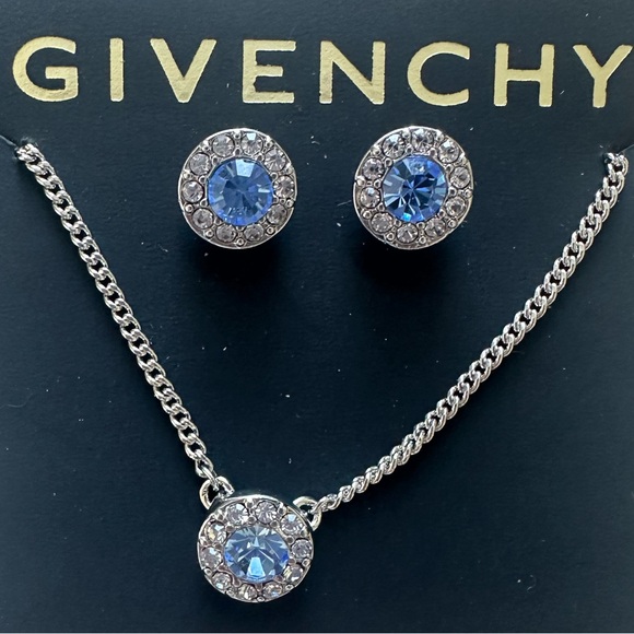 Givenchy Pendant and Earrings Blue Crystal BRAND NEW - Picture 2 of 3